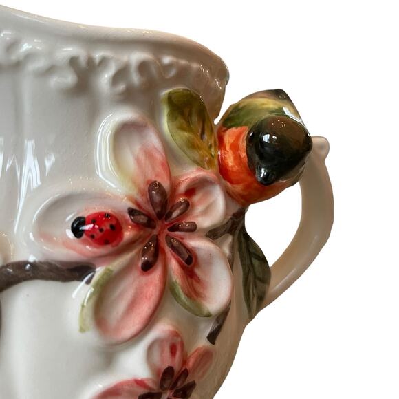 Botanical Collection by Corner Ruby 3D Floral Hummingbird Ceramic Creamer NEW - Picture 6 of 13
